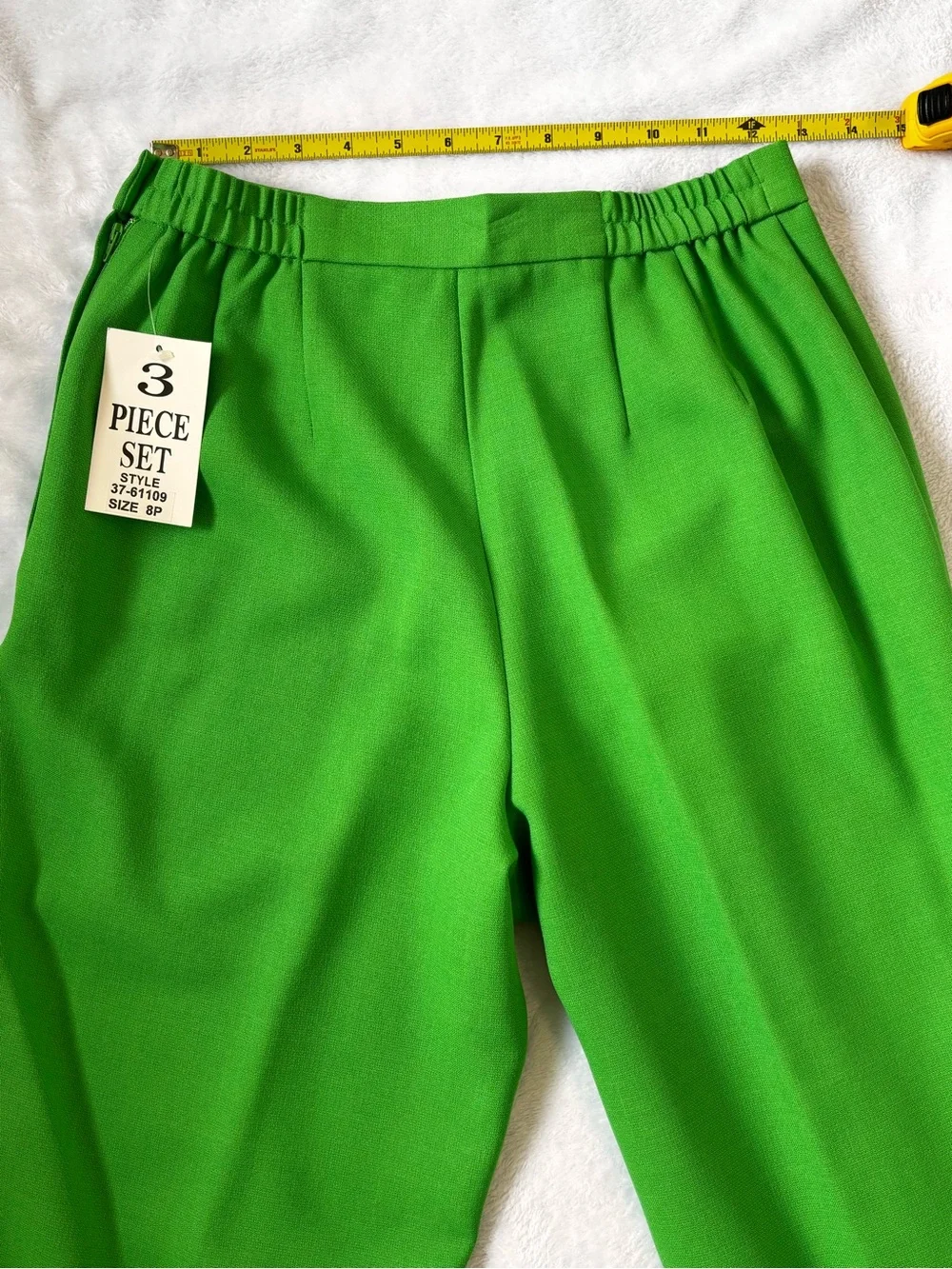 VTG Koret 3 Piece Pantsuit Set Green White Tweed 8P NWT Deadstock Matching Set